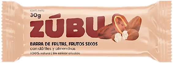 Barra de frutas, frutos secos con Dátiles y almendras 30 gr ZÚBU