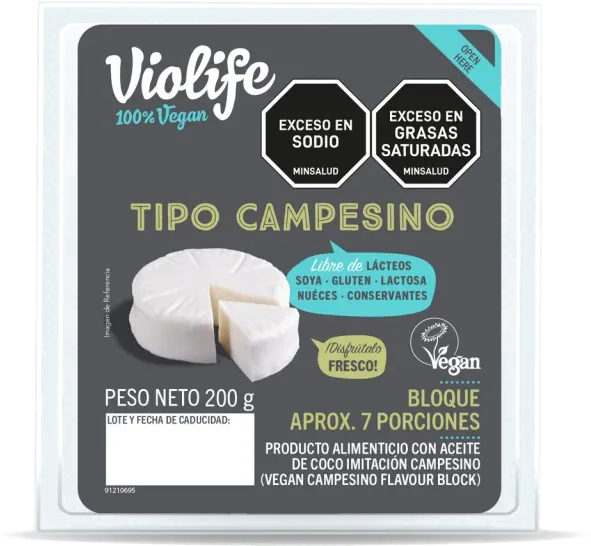Queso Vegano Tipo Campesino en bloque por 200 gr Violife