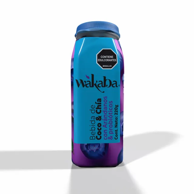 Bebida de coco con chía sabor Arándanos 230ml Wakaba