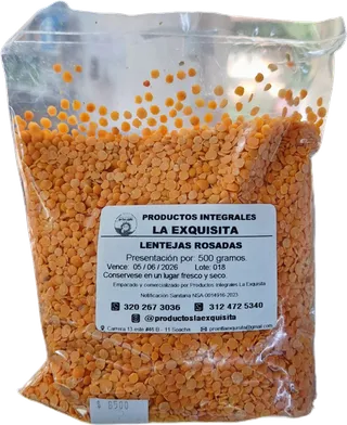 Lentejas rosadas enteras la exquisita 500 gramos