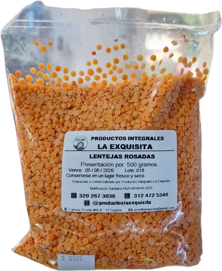 Lentejas rosadas enteras la exquisita 500 gramos
