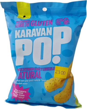 POP Snack extruido de Maíz y Lenteja sabor Chile y Limón Karavansay 30 gramos