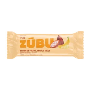 Barra de frutas, frutos secos Banano y cacao 30gr ZÚBU